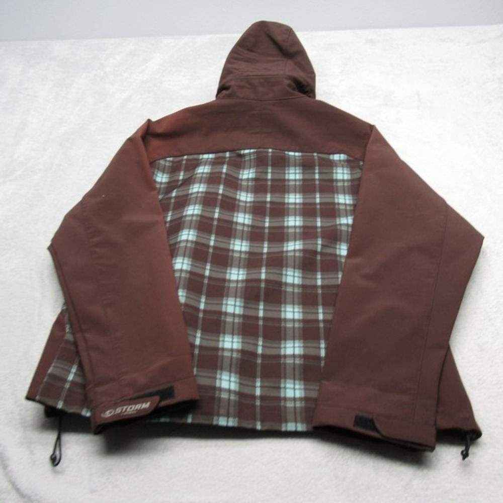 Dickies Storm Jacket Women 2XL Brown Plaid Hooded Full Zip Fleece Line Softshell - Picture 4 of 15